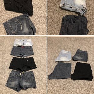 Set of 4: Shorts / Denim Style & black linen